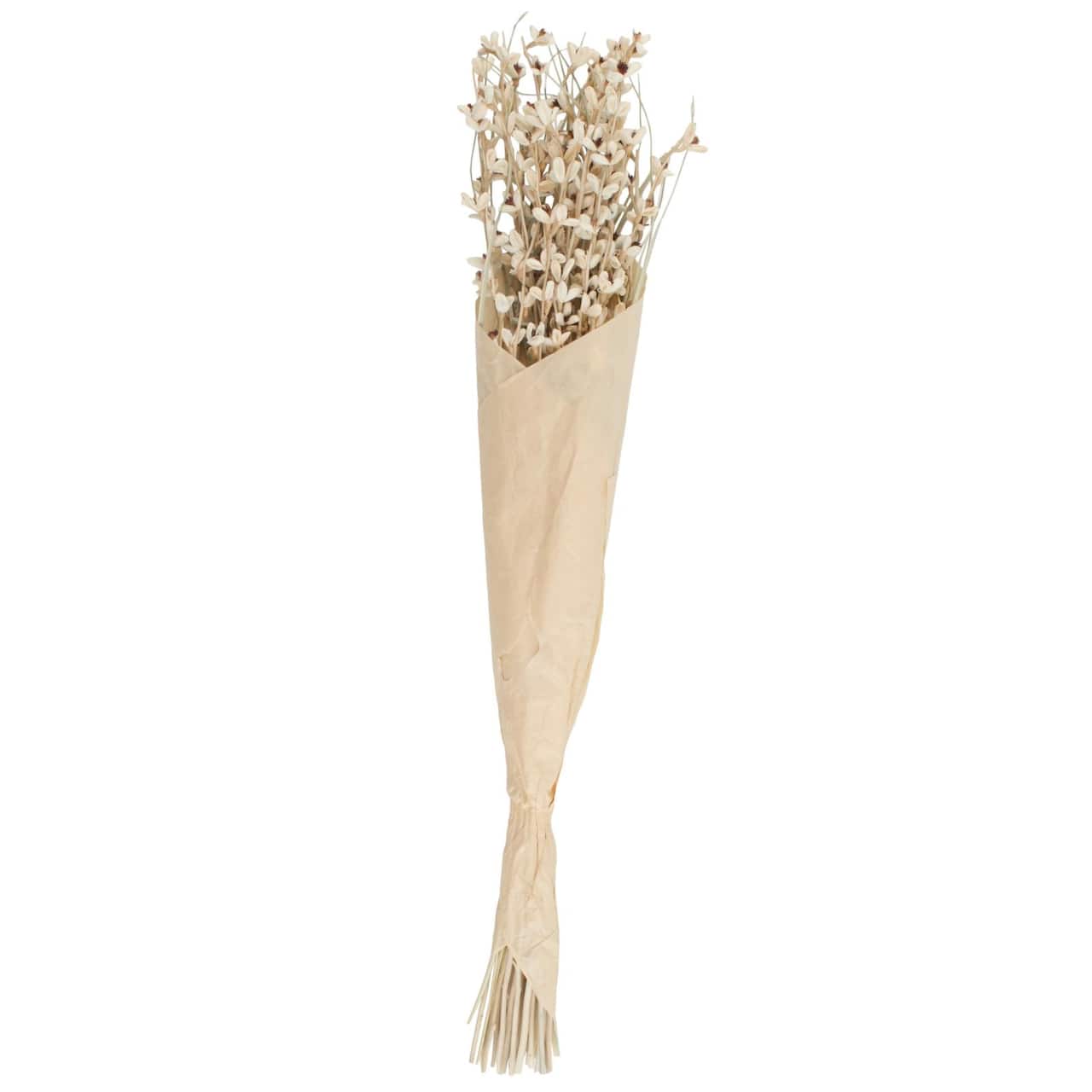 41" Cream Dried Natural Foliage Bouquet with Brown Stems
